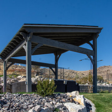 Timber Frame Pavilion w/Solar Panels & Integrated Power Posts