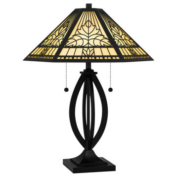 Luxury Cottagecore Table Lamp, Matte Black, UQL7030