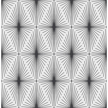 Art Deco Diamond Pattern Wallpaper, Black & White, Bolt