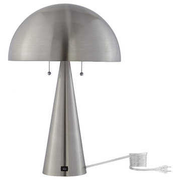 Posh Living Bradford Table Lamp USB Charger Stainless Steel