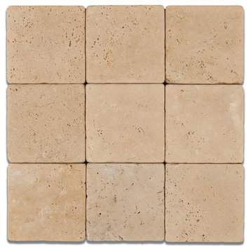 4 X 4 Ivory Travertine Tumbled Field Tile