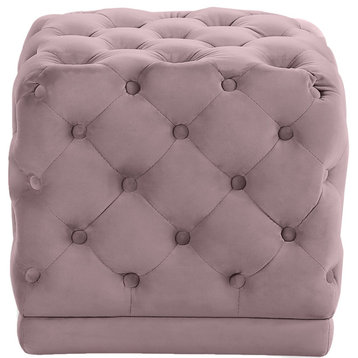 Stella Velvet Upholstered Ottoman/Stool, Pink