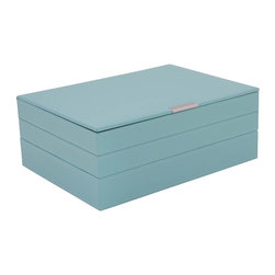Large Stackable Tray Set in Aqua Blue - Jewelry Boxes And Organizers