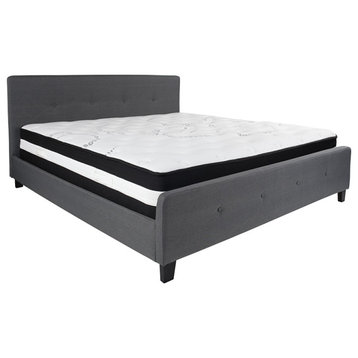 King Platform Bed Set-Gray