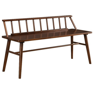 47" Solid Wood Low Back Spindle Bench - Walnut