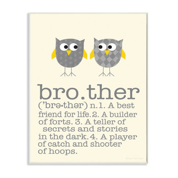 Stupell Industries Definition Of Brother With Two Grey Owls, 10"x15", Wood