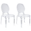 Side Dining Room Chairs, Accent Seat Lounge Armless Chairs, Set of 2, Clear