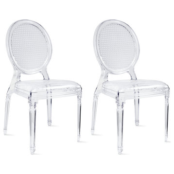 Side Dining Room Chairs, Accent Seat Lounge Armless Chairs, Set of 2, Clear