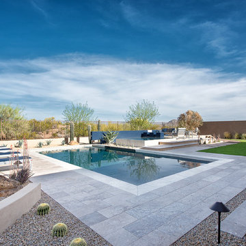 Luxury Pool, Perimeter Overflow Spa and Cantilevered Fire Feature