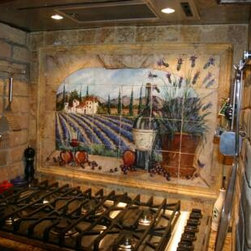 Lavender Fields Cooking Niche - Tile Murals