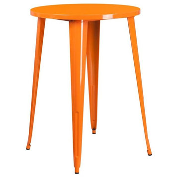 30" Round Metal Bar Table, Orange