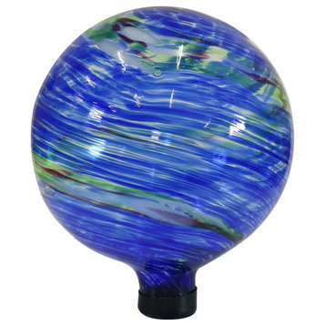 Sunnydaze Garden Gazing Globe Northern Lights Green and Blue Glass Orb, 10"