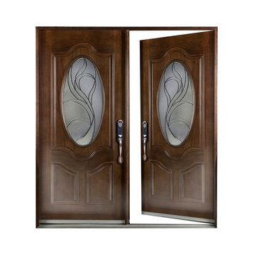 Double Wood Front Entry Door Right Hand Swing-in, 36-36"x80"