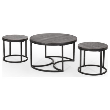 Roderick Modern Industrial Coffee Table Set, Gray/Pewter