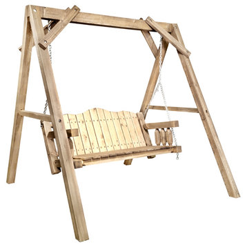Homestead Collection Lawn Swing With "A" Frame, Exterior Stain Finish