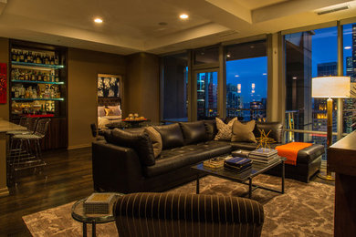 Trendy living room photo in Chicago