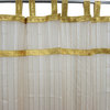 Sheer Organza Curtains, Set of 2, White With Golden Border