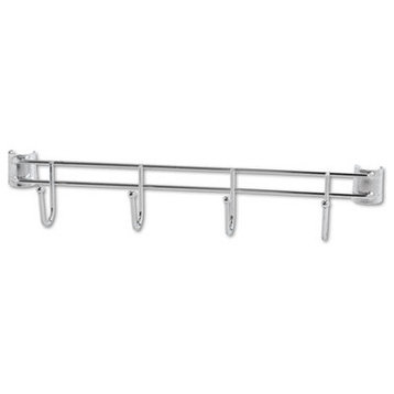 Alera Hook Bars For Wire Shelving, Four Hooks, 18 Deep, Silver, Set Of 2