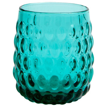 Claire Hand-Blown Juice Glasses, Set of 6, Teal