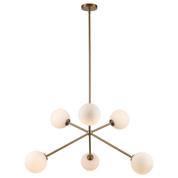 Haskell Six Light Pendant in Antique Gold