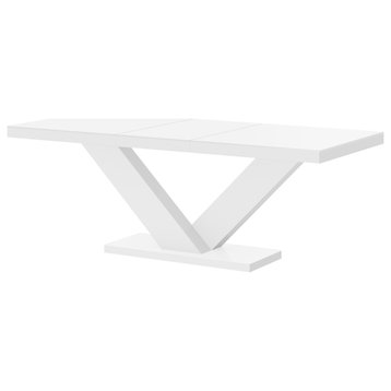 VICTORIA High Gloss Extendable Dining Table, White