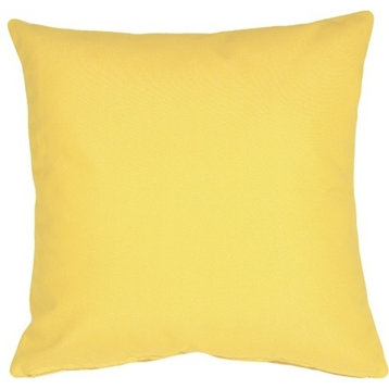 Pillow Decor - Sunbrella Solid Color Outdoor Pillow, Buttercup Yellow, 20" X 20"