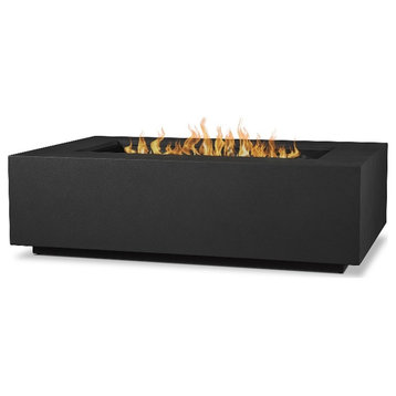 Real Flame Aegean 50" Stainless Steel Rectangle Propane Fire Table in Black