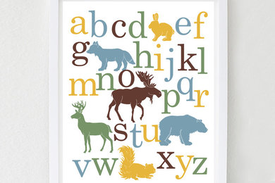 Woodland Alphabet Poster, Nursery Art