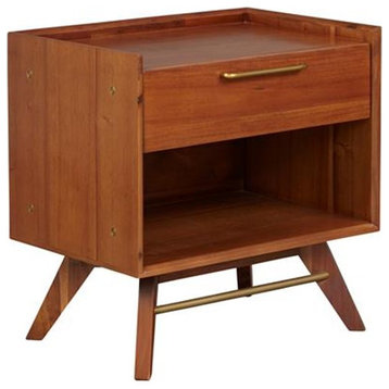 Unique Furniture Denali 1-drawer Acacia Wood Nightstand in Walnut
