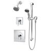 Duro Shower Trim Kit With Hand Spray and 2-Handles, Polished Chrome