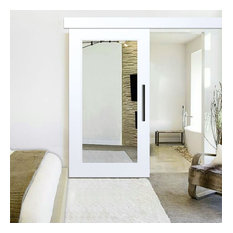 Mirrored Handcrafted Sliding Barn Door with Mirror Insert Hardware Kit, 42"x84",