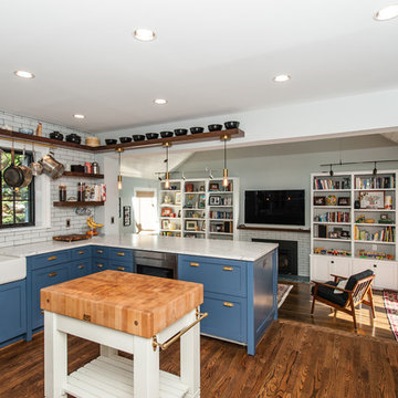 NW Washington, DC Shabby-Chic Style Kitchen & Cathedral-Ceiling Family Room