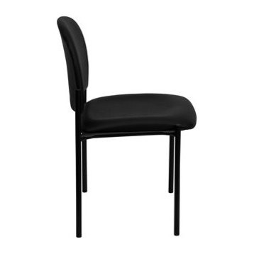 Flash Furniture Black Vinyl Comfortable Stackable Steel Side Chair