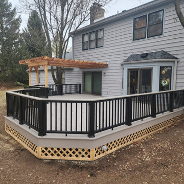 Azek Deck Rough Cedar Pergola & Railing
