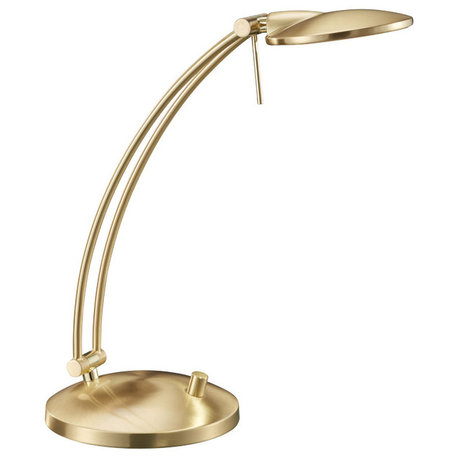 Dessau Arch LED Desk and Reading Lamp, Satin Brass