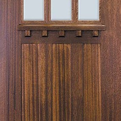 Slab Front Single Door 80 Mahogany Craftsman 3 Panel 6 Lite TDL Glass - Front Doors