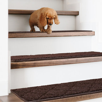VEVOR Stair Treads Indoor Stairs Carpet 9"x28" 15 -Pieces Stair Rugs Mats Brown