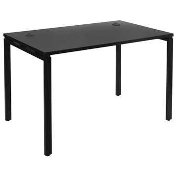 48" Writing Desk With Black Laminate Top and Black Finish Metal Legs