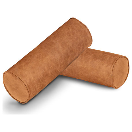 Poly and Bark Napa Leather Bolster Pillow, Set of 2