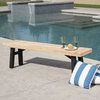 GDF Studio Betteravia Outdoor Brushed Gray Acacia Wood Dining Bench