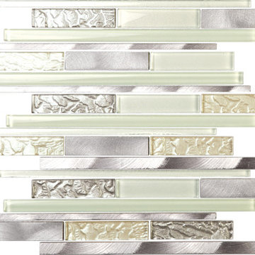 2015 Ice Ceramic Glass Mosaic Tile with stainless steel mosaic tile