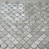 Carrara White Marble Fish Scale Dragon Scale Fan Mosaic Tile Polished, 1 sheet