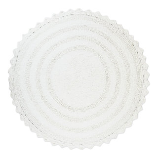 DII Off White Round Crochet Bath Mat