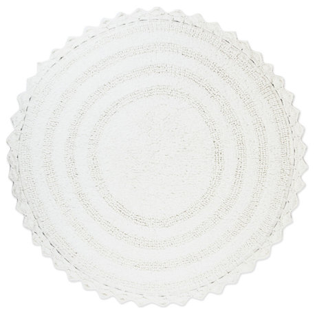 DII White Round Crochet Bath Mat