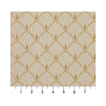 Gold And Beige Fan Jacquard Woven Upholstery Fabric By The Yard