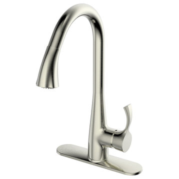 Ucore 18" Single Handle Kitchen Faucet With Pull-Down Sprayer, Brushed Nickel