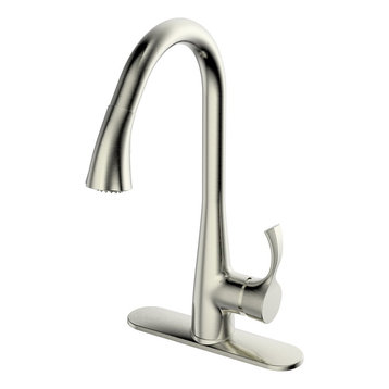 Ucore 18" Single Handle Kitchen Faucet With Pull-Down Sprayer, Brushed Nickel