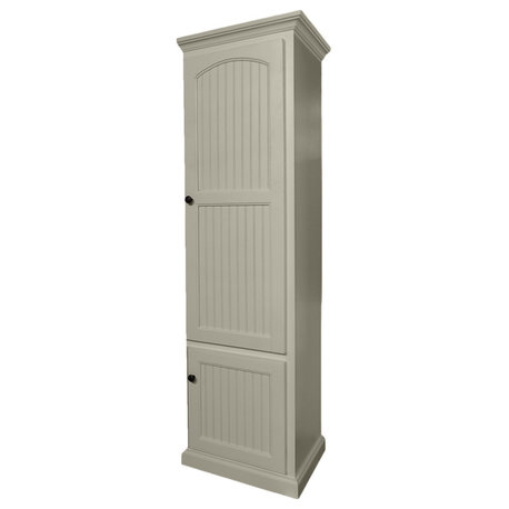 Coastal Kitchen Pantry Cabinet With Arched Doors, European Ivory