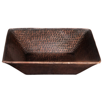 14" Square Hand Forged Old World Copper Vessel Sink