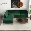 Kole Green Velvet Modern Living Room Corner Sectional Couch